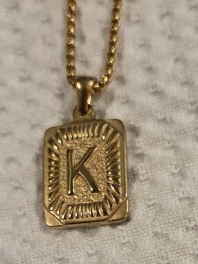 Goldtone Initial 'K' Pendant Necklace